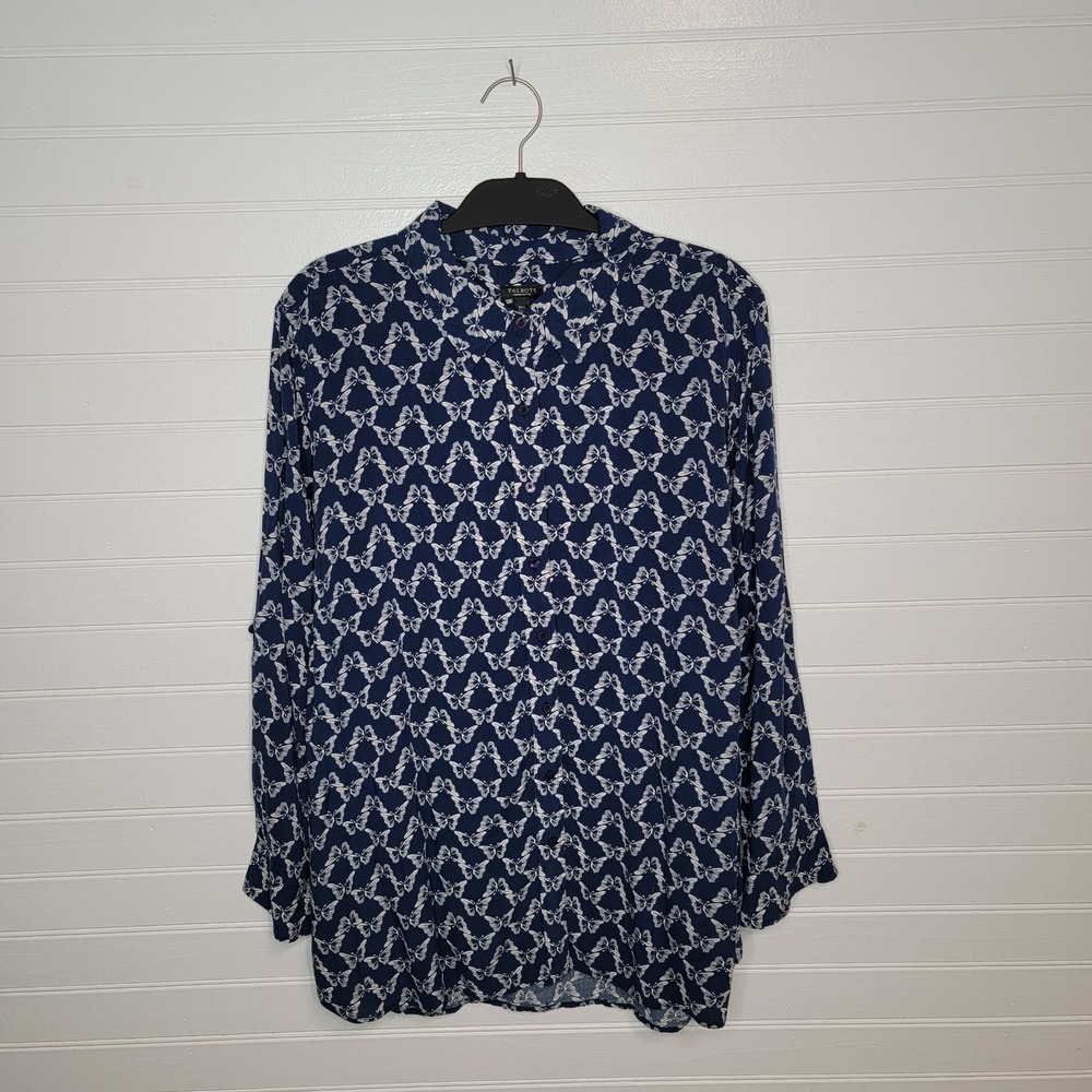 Talbots Plus Size 3XP Petite Button Up Top Butterfly Novelty Artsy Cottage Prep